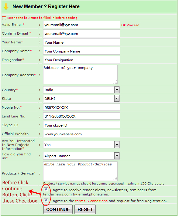 Registration Page TenderNews.com